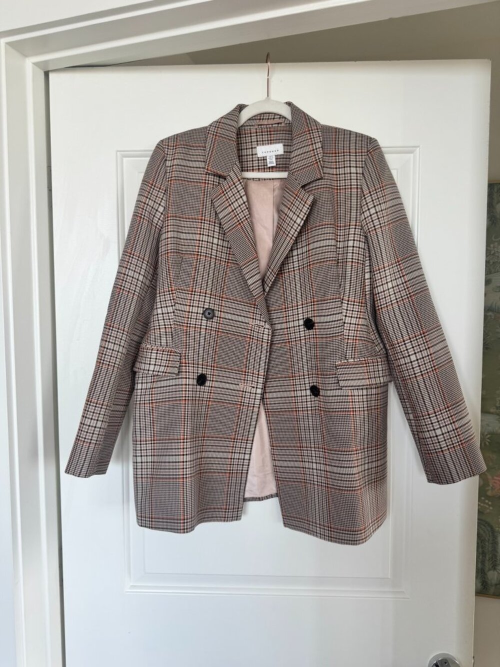 Topshop Plaid Double Breasted Blazer